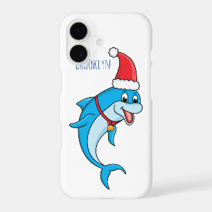 Cute dolphin with Santa hat cartoon