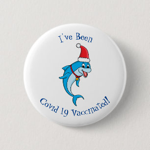 Cute dolphin with Santa hat cartoon 6 Cm Round Badge