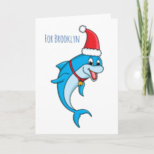 Cute dolphin with Santa hat cartoon Card