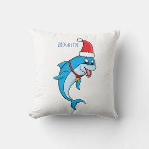 Cute dolphin with Santa hat cartoon Cushion