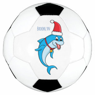 Cute dolphin with Santa hat cartoon Football