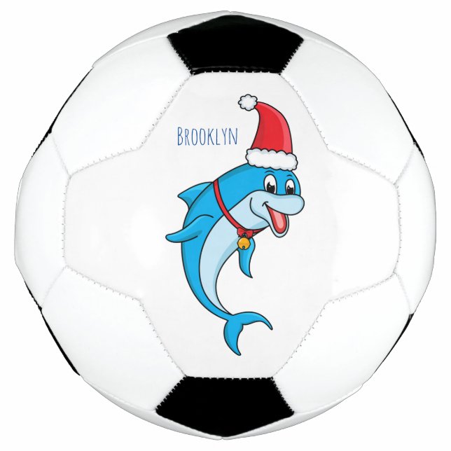 Cute dolphin with Santa hat cartoon Football (Front)
