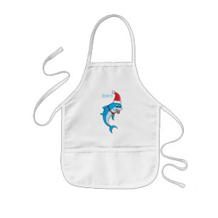 Cute dolphin with Santa hat cartoon Kids Apron