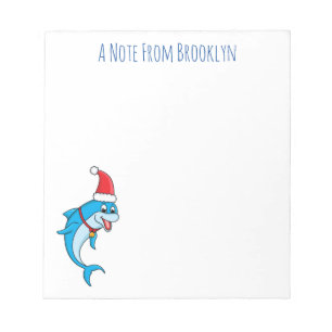 Cute dolphin with Santa hat cartoon Notepad