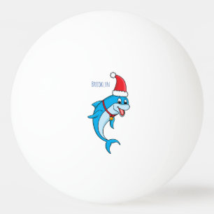 Cute dolphin with Santa hat cartoon Ping Pong Ball