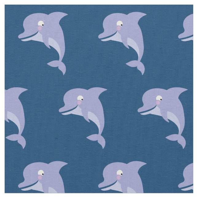 Cute Dolphins Kids Cartoon Fabric (Close Up)
