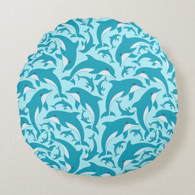 Cute Dolphins Round Cushion (Front)