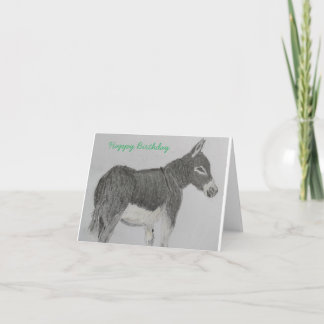 Cute Donkey Birthday card with text