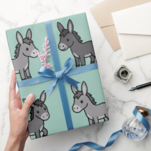 Cute Donkey Cartoon Pattern Wrapping Paper