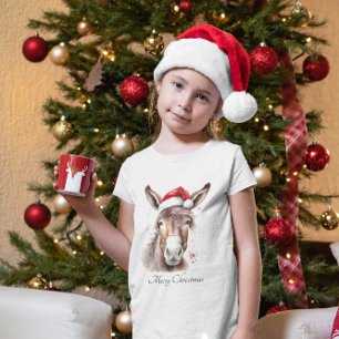 Cute Donkey Christmas Kids Apparel T-Shirt