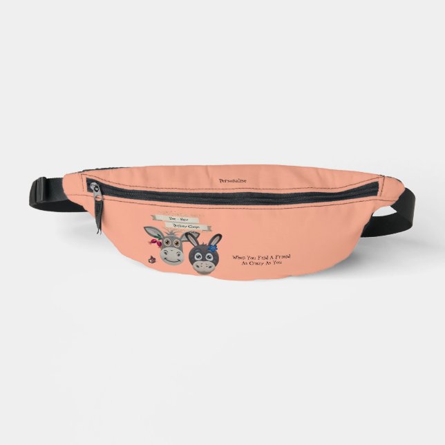 Cute Donkey Crazy Fun Friends Quote Orange  Bum Bags (Front)
