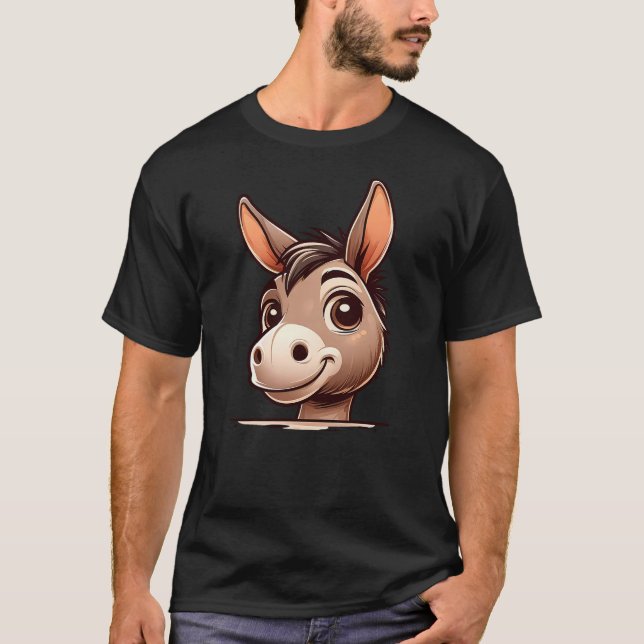 Cute Donkey Face Funny Funny Animal Lover T-Shirt (Front)