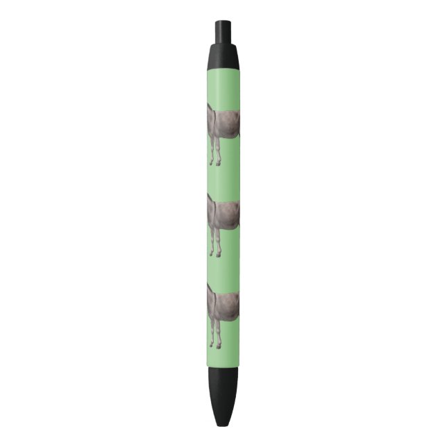 Cute Donkey Grey Burro Black Ink Pen (Front Vertical)