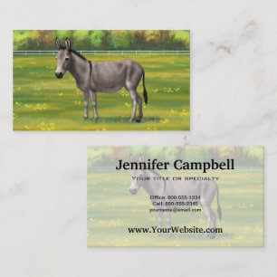 Cute Donkey Grey Burro In Pasture Business Card
