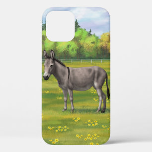 Cute Donkey Grey Burro In Pasture iPhone 12 Case