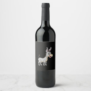 Cute Donkey Illustration Lover Gift Farmer Funny Wine Label