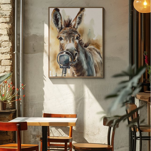 Cute donkey microphone poster (Creator Uploaded)