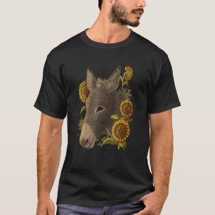 Cute donkey mule Muli motif with sunflowers T-Shirt