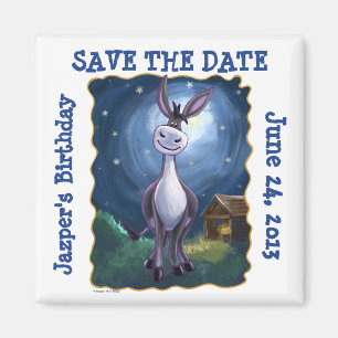 Cute Donkey Party Centre Save the Date Fridge Magn Magnet