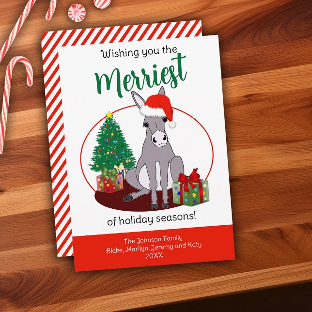 Cute Donkey Santa Hat Christmas Personalised Holiday Card (Cute Donkey Santa Hat Christmas Personalized Holiday Card)