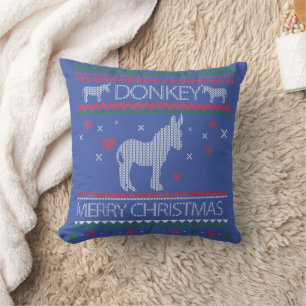 Cute Donkey Ugly Sweater Christmas Holiday Winter Cushion