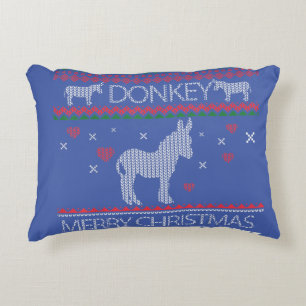 Cute Donkey Ugly Sweater Christmas Holiday Winter Decorative Cushion