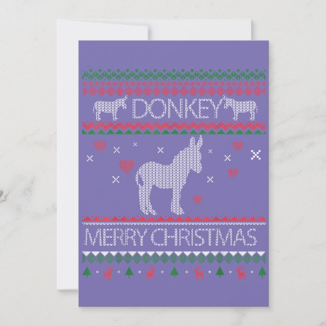 Cute Donkey Ugly Sweater Christmas Holiday Winter Invitation (Front)