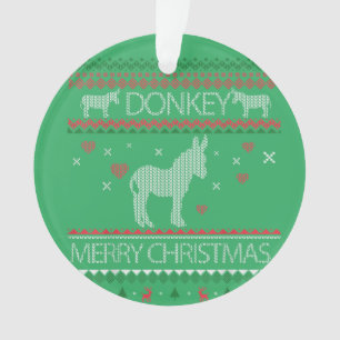 Cute Donkey Ugly Sweater Christmas Holiday Winter Ornament