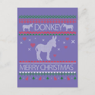Cute Donkey Ugly Sweater Christmas Holiday Winter Postcard