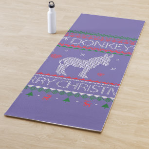 Cute Donkey Ugly Sweater Christmas Holiday Winter Yoga Mat