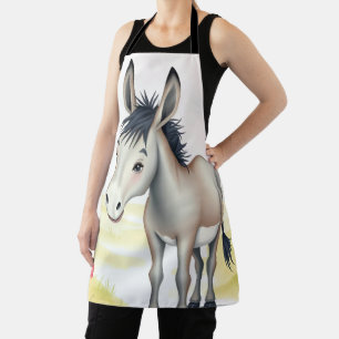 Cute Donkey Watercolor Spring Apron
