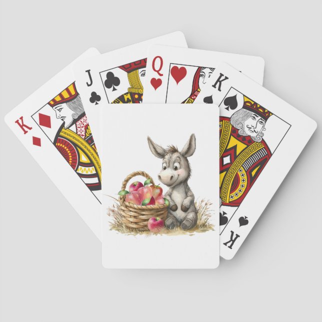 Cute Donkey With Apples Playing Cards (Back)
