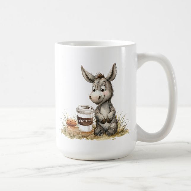 Cute Donkey With Coffee Mug (Right)