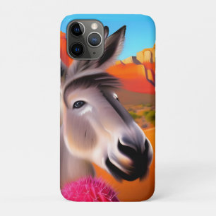  Cute Donkey with flowering cactus  iPhone 11 Pro Case