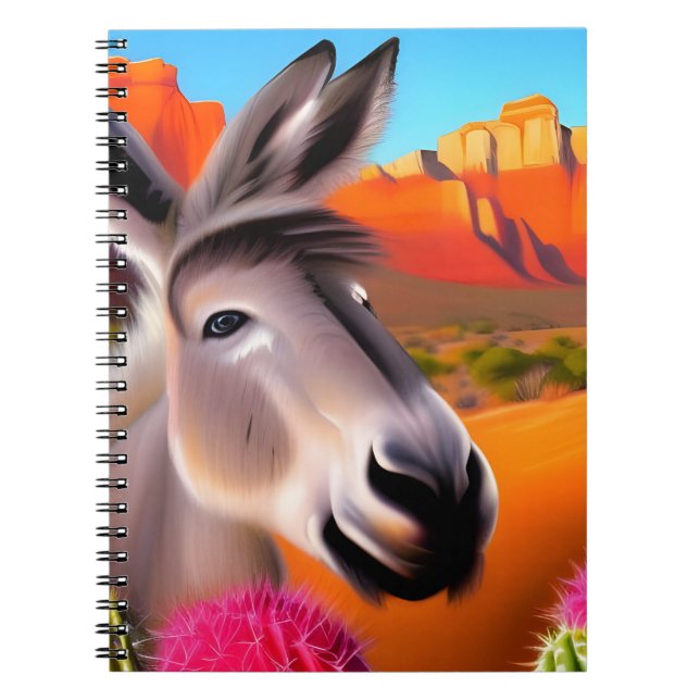  Cute Donkey with flowering cactus Notebook (Front)