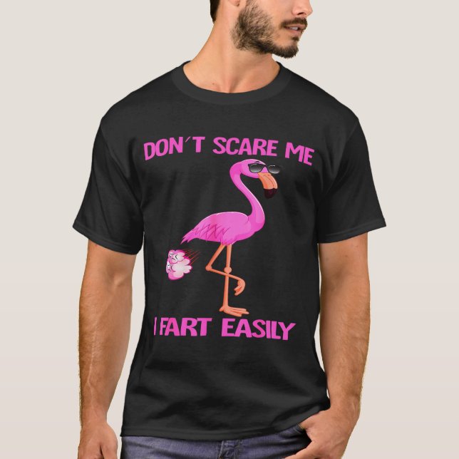 Cute Don't E Me I Fart Easy Fart Joke Flamingo Wom T-Shirt (Front)