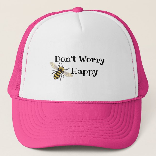 Cute Don't Worry Be - Happy Nature Honey Bee Trucker Hat (Front)