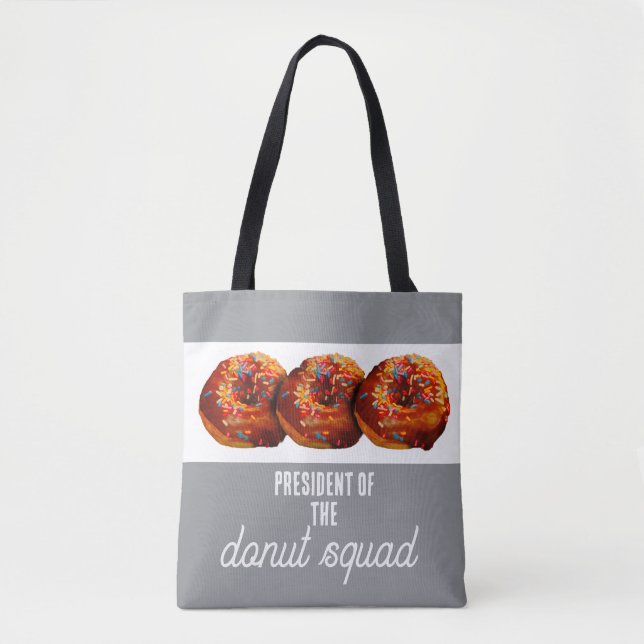 Cute Donut Squad Donuts With Sprinkles On Gray  Tote Bag (Front)