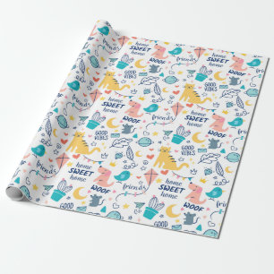Cute Doodle Animals Wrapping Paper