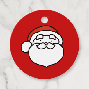 Cute Doodle Art Christmas Santa on Red Favour Tags