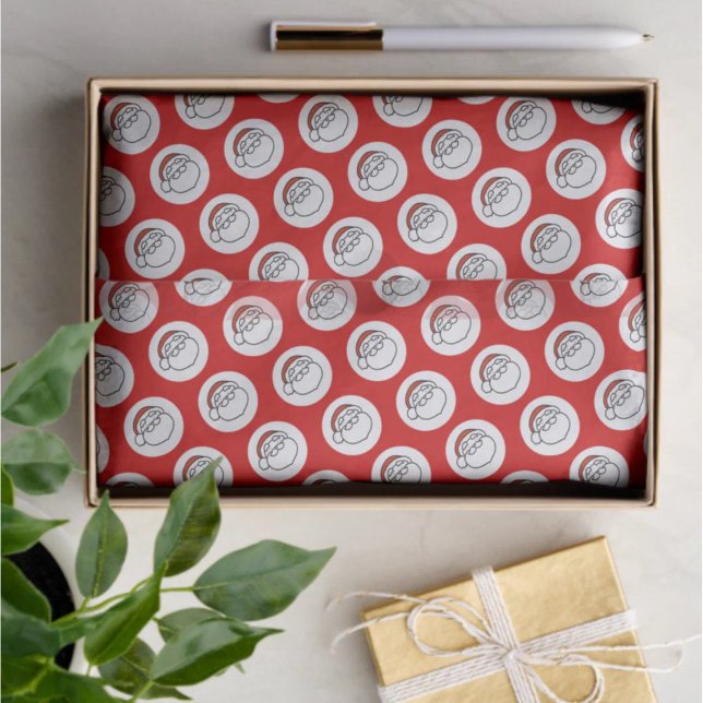 Cute Doodle Art Christmas Santa on Red Tissue Paper (Creator Uploaded)