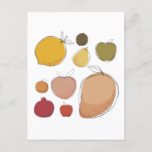 Cute doodle art fruits  collection  postcard