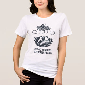 Cute Doodle Baby Birds in Nest Tri-Blend Shirt