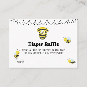 *~* Cute Doodle Bee Baby Shower Diaper Raffle Enclosure Card