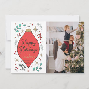 Cute Doodle Boho Photo Holiday Card