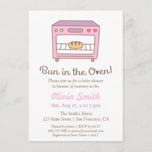 Cute Doodle Bun in the Oven Baby Shower Invitation