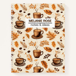 Cute Doodle Coffee Pattern  Custom Spiral Notebook