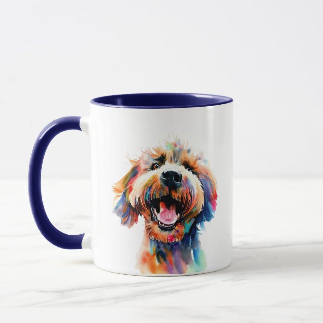 Cute doodle - Colourful Labradoodle Art Mug (Left)