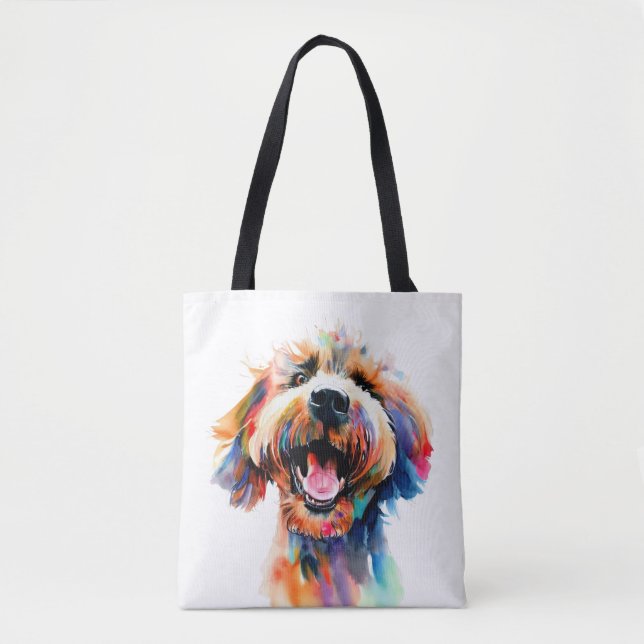 Cute doodle - Colourful Labradoodle Art Tote Bag (Front)