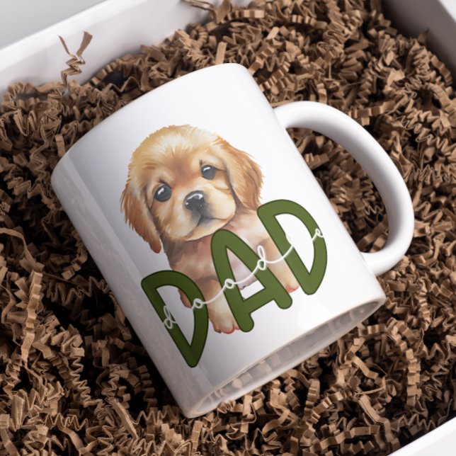 Cute Doodle Dad: Watercolor Dog Lover's Green Coffee Mug (Creator Uploaded)